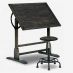 Studio Designs Vintage Drafting Table and Retro Stool Set