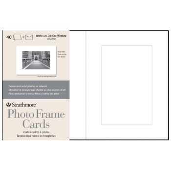 Strathmore Blank Photo Frame Tri-fold Cards, 5"x6.875" White (40 Pack)