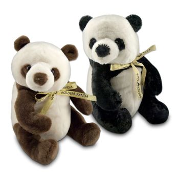 Golden Panda Brown and Cream Plush Bear 10"