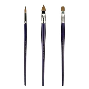 Escoda Barroco Series 1570 Artist Watercolor & Acrylic Paint Brush,  Synthetic Gold Taklon Filament, Angle, Size 8