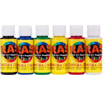 RAS Tempera Paint for Kids Set of 6 2 oz. Bottles - Assorted Colors