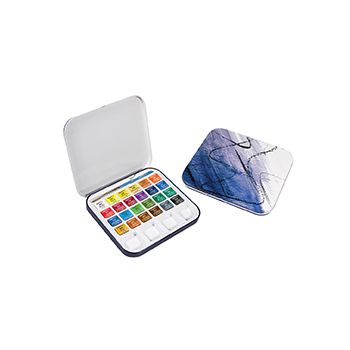 Daler-Rowney Water Colour Aquafine Tin Set of 24 Half Pans - Assorted Colors