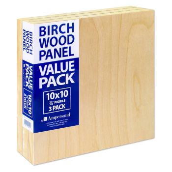 3-Pack Ampersand Artist Panels Birch Wood 7/8in Cradle 10X10