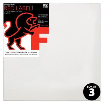 Fredrix Red Label Gallerywrap Pre-Stretched Canvas 1-3/8" Box of Three 10x10"