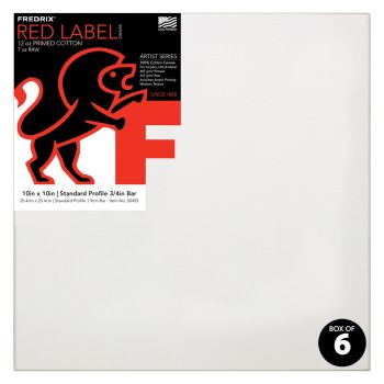 Fredrix Red Label 3/4" Deep Medium Tooth 10x10 Canvas, Box of 6