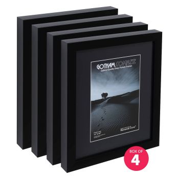 Gotham Complete Black 1 3/8" Deep 11x14 Frame w/ Glass & Backing (Box of 4)