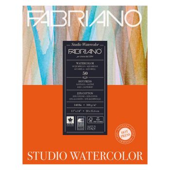Fabriano Studio Watercolor Pad, 11"x14" - Hot Press (50 Sheets)