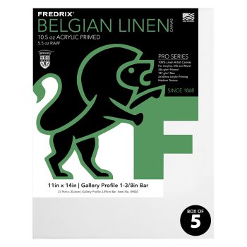 Fredrix PRO Series Belgian Linen Stretched Canvas 7/8" Deep - 11"x14" (Box of 5)
