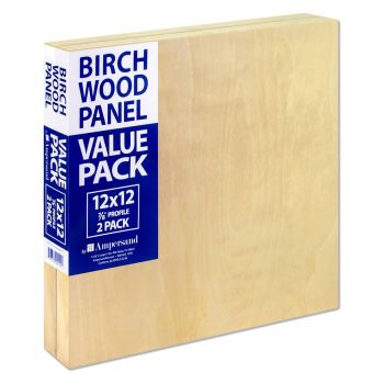 2-Pack Ampersand Artist Panels Birch Wood 7/8in Cradle 12X12
