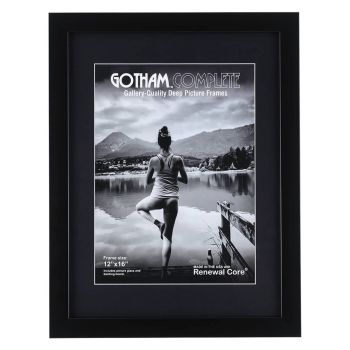 Gotham Complete Black 1 3/8" Deep 12x16 Frame w/ Glass & Backing 