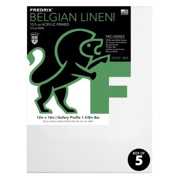 Fredrix PRO Series Belgian Linen Stretched Canvas 7/8" Deep - 12"x16" (Box of 5)
