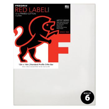 Fredrix Red Label Canvas 12x16in Medium Texture Duck 3/4" Box of 6