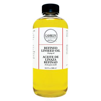 Gamblin Alkali Refined Linseed Oil 16.9oz Bottle (500ml)