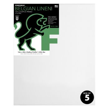 Fredrix PRO Series Belgian Linen Stretched Canvas 7/8" Deep - 16"x20" (Box of 5)