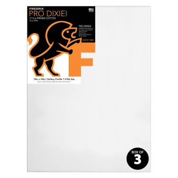 Fredrix Dixie PRO Series Stretched Canvas 1-3/8" Box of Three 18x24"