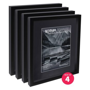 Gotham Complete Black 1 3/8" Deep 18x24 Frame w/ Acrylic & Backing (Box of 4)