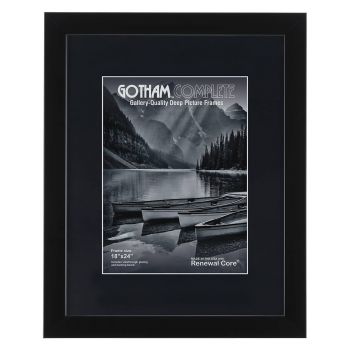 Gotham Complete Black 1 3/8" Deep 18x24 Frame w/ Acrylic & Backing