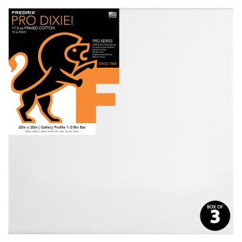 Fredrix Dixie PRO Series Stretched Canvas 1-3/8" Box of Three 20x20"
