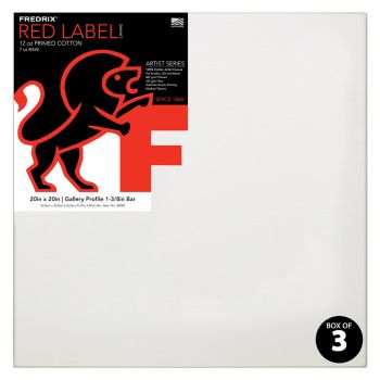 Fredrix Red Label Gallerywrap Pre-Stretched Canvas 1-3/8" Box of Three 20x20"