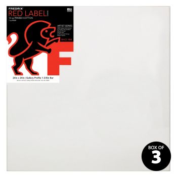 Fredrix Red Label Gallerywrap Pre-Stretched Canvas 1-3/8" Box of Three 24x24"