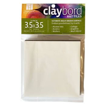 Ampersand Claybord Art Tile 1/8 in Flat 3.5x3.5 Pack Of 4