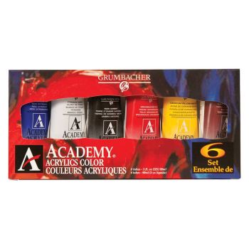 Grumbacher Academy Acrylics - Introductory Set of 6, 90ml Tubes