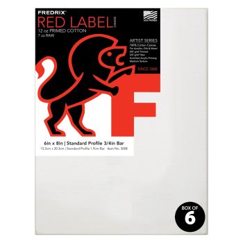 Fredrix Red Label Canvas 6x8" Medium Texture Duck 3/4" Box of 6