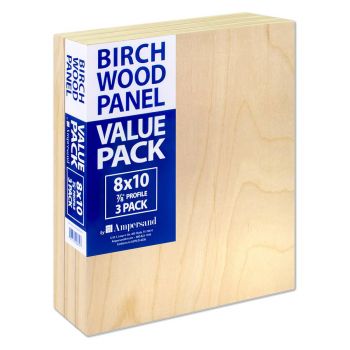 3-Pack Ampersand Artist Panels Birch Wood 7/8in Cradle 8X10