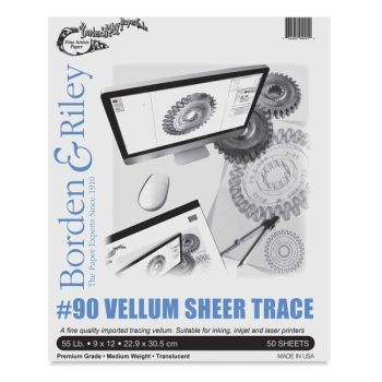 Borden & Riley #90 Vellum Sheer Tracing Pad 14x17in 50 Sheets