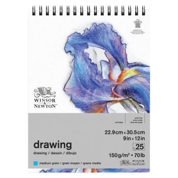 Winsor & Newton Drawing 70 lb Spiral 9x12 Pad Medium 25-Sheets