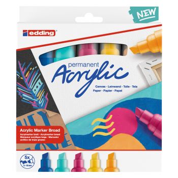 Edding 5000 Acrylic Marker Broad Nib Set of 5 Abstract Colors