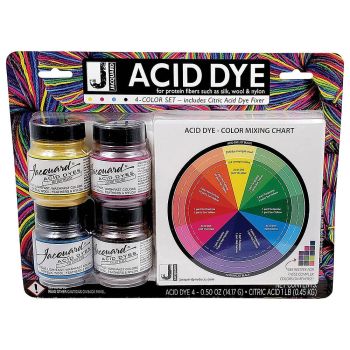 Jacquard Acid Dye 1/2 oz Color Set of 4 w/ 1 lb Citric Acid