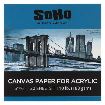 SoHo 180 GSM Acrylic Canvas Paper Pad 6x6in 20-Sheets