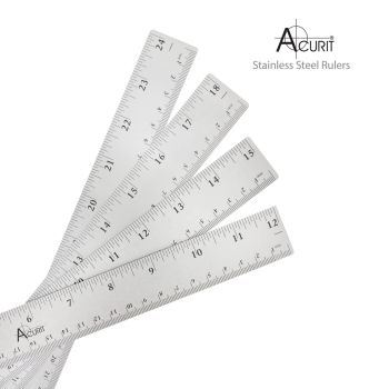 Acurit Stainless Steel Rulers Non-Slip Cork Backing