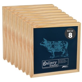 Ambiance Gallery Wood Frame 3"x3", Natural 1-1/2" Deep (Box of 8)