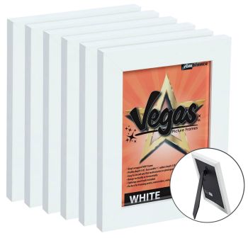 Vegas Vinyl-Wrapped Frame with Acrylic Glazing - White, 5" x 7" (Box of 6)