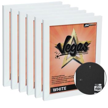 Vegas Vinyl-Wrapped Frame with Acrylic Glazing - White, 9" x 12" (Box of 6)