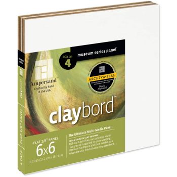 Ampersand Claybord Panel 1/8" - 6" x 6" (Pack of 4)