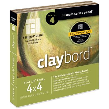Ampersand Claybord Panel 1/8" - 4" x 4" (Pack of 4)