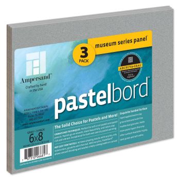 Museum Series Pastelbord Panels (1/8" flat wood) - Pack of 3 Grey