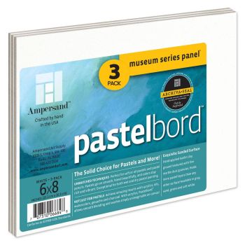 Museum Series Pastelbord Panels (1/8" flat wood) - Pack of 3 6x8" White