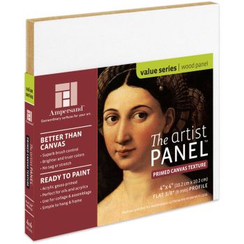 Ampersand Value Series Artist Panel Canvas Finish - 3/8" with Hanging Slot 4x4"