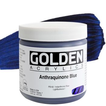 GOLDEN Heavy Body Acrylics - Anthraquinone Blue, 16oz Jar