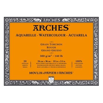 Arches Watercolor Block 10"x14", 140lb Rough, 20 Sheets