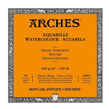 Arches Watercolor Block 7.9"x7.9", 140lb Rough, 20 Sheets Square