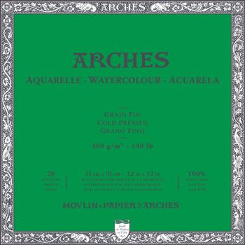 Arches Watercolor Block 12"x12", 140lb Cold Press, 20 Sheet