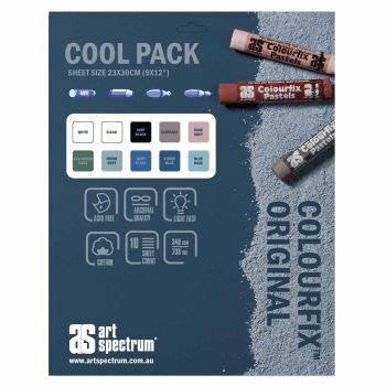 Art Spectrum Colourfix Medium Tooth Pastel Paper 9-1/2" x 12-1/2" (Pack of 10) Cool Colors
