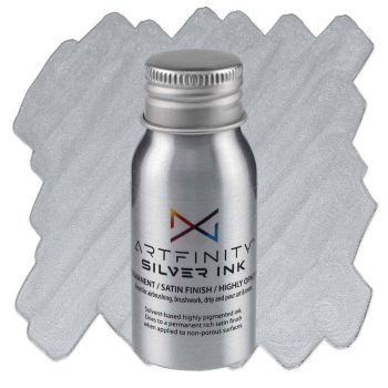 Artfinity Rich Metallic Ink - Silver, 30ml Aluminum Bottle