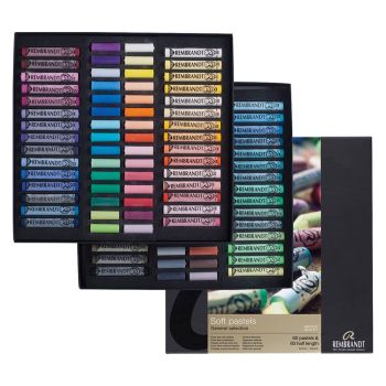 Rembrandt Soft Pastels Cardboard Box Set of 120 60 Half Sticks, 60 Full Sized Sticks - Assorted Colors 