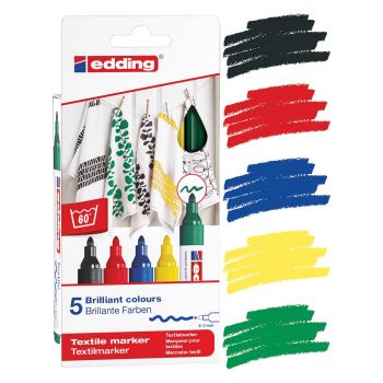 Edding 4500 Textile Marker Pack of 5 Basic Colors